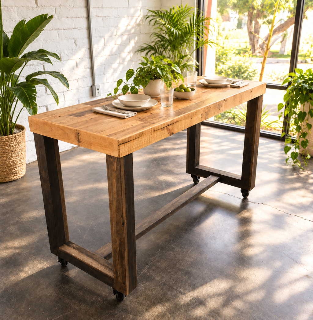 Isla ruedas rustica madera maciza