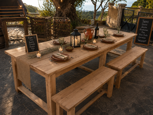 Gran mesa Doble madera maciza
