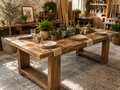 Mesa de comedor rústica Viking de madera maciza
