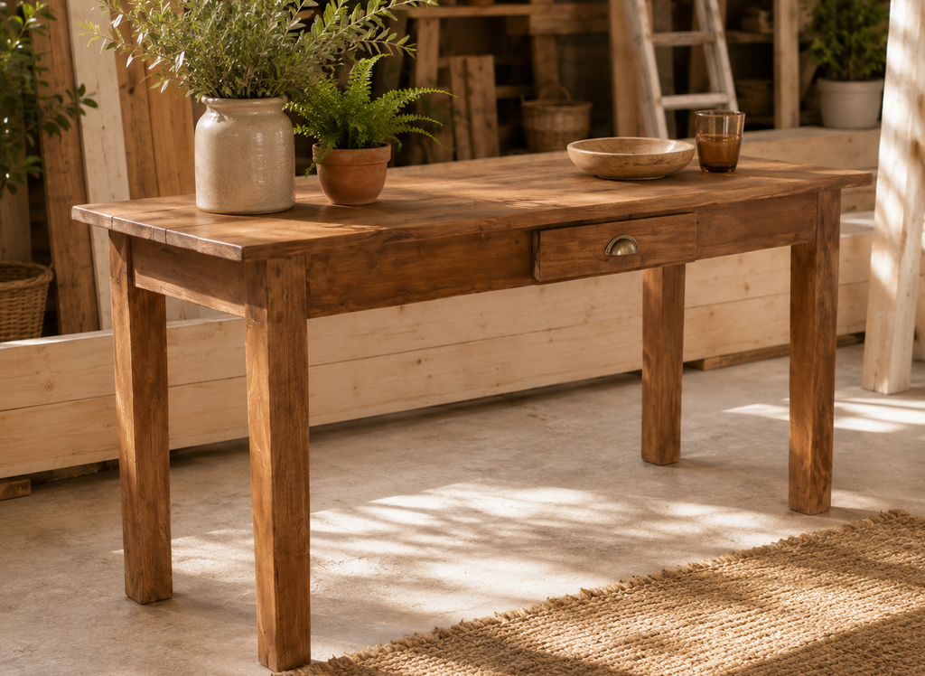 Mesa Masía cajón madera maciza