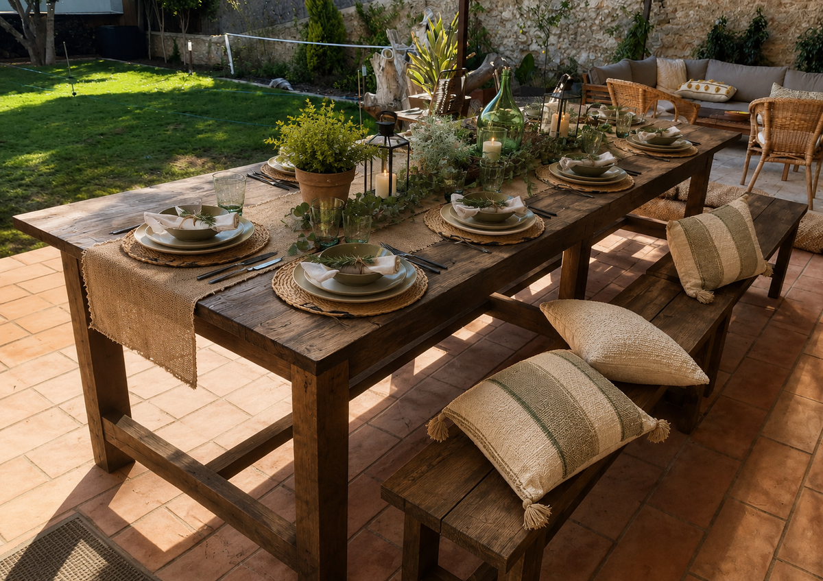 Mesa Granero con bancos de madera maciza